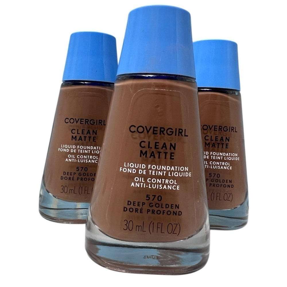 COVERGIRL Clean Matte Liquid Oil Control Foundation, Deep Golden 570 Lot of 3